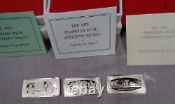 Lot/3 THE FRANKLIN MINT Sterling Silver 500 Ingots CHRISTMAS 1977, 1978, 1979