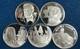 Lot 5 International Society Postmaster Sterling Silver Medals Total 100.4 Grams