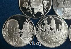 Lot 5 International Society Postmaster Sterling Silver Medals Total 100.4 Grams