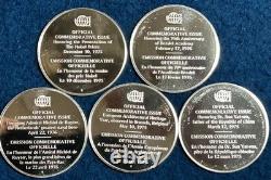 Lot 5 International Society Postmaster Sterling Silver Medals Total 100.4 Grams