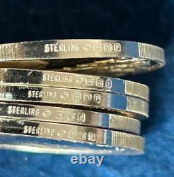 Lot 5 International Society Postmaster Sterling Silver Medals Total 100.4 Grams