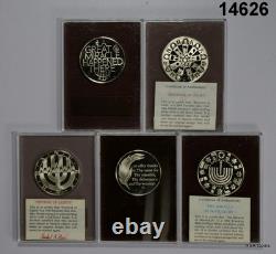 Lot Of 14 Franklin Mint Sterling Silver Jewish Hanukah Holiday Medals #14626