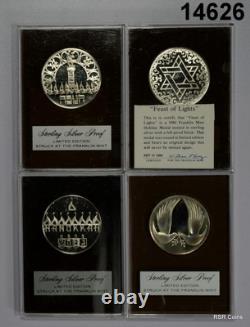 Lot Of 14 Franklin Mint Sterling Silver Jewish Hanukah Holiday Medals #14626