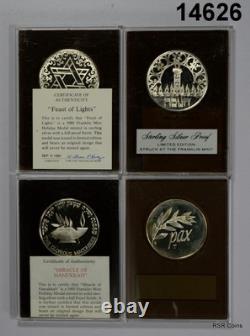 Lot Of 14 Franklin Mint Sterling Silver Jewish Hanukah Holiday Medals #14626