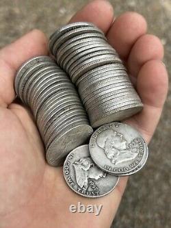 Lot Of 48 Franklin Silver Half Dollars $24 Face 90% Bullion