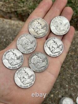 Lot Of 48 Franklin Silver Half Dollars $24 Face 90% Bullion