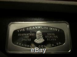 Lot Of 5 Franklin Mint 1000 Grain Franklin Mint Sterling Silver Ingot Bars