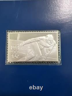 Lot Of 5 Franklin Mint 1980 US Olympic Sterling Proof Silver Stamp, Lake Placid