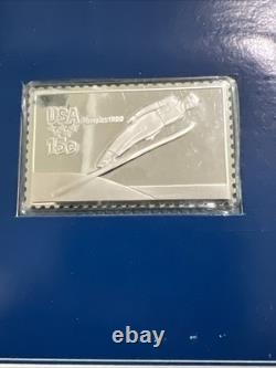 Lot Of 5 Franklin Mint 1980 US Olympic Sterling Proof Silver Stamp, Lake Placid