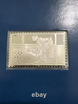 Lot Of 5 Franklin Mint 1980 US Olympic Sterling Proof Silver Stamp, Lake Placid