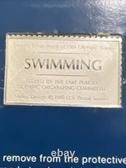 Lot Of 5 Franklin Mint 1980 US Olympic Sterling Proof Silver Stamp, Lake Placid