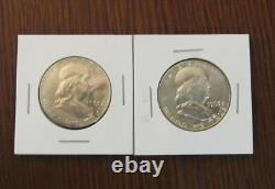 Lot of 10 1963 50c Franklin Silver Half Dollars