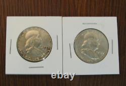 Lot of 10 1963 50c Franklin Silver Half Dollars