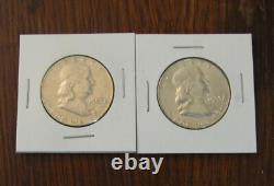 Lot of 10 1963 50c Franklin Silver Half Dollars
