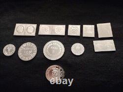 Lot of 11 Franklin Mint 925 Sterling Silver Postage Stamps 126 Grams