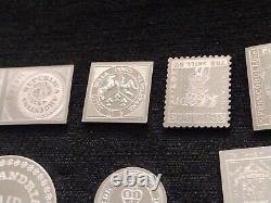 Lot of 11 Franklin Mint 925 Sterling Silver Postage Stamps 126 Grams