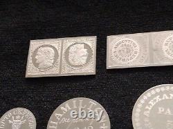 Lot of 11 Franklin Mint 925 Sterling Silver Postage Stamps 126 Grams