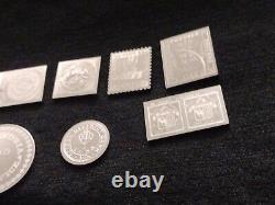 Lot of 11 Franklin Mint 925 Sterling Silver Postage Stamps 126 Grams