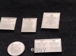 Lot of 11 Franklin Mint 925 Sterling Silver Postage Stamps 126 Grams