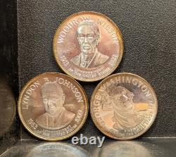 Lot of 11 Franklin Mint Presidential nedals. 925 10.7ozt 260129