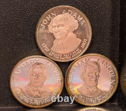 Lot of 11 Franklin Mint Presidential nedals. 925 10.7ozt 260129