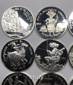 Lot of 12 Franklin Mint Indian Tribal Series Proof. 999 Silver Rounds / Medals