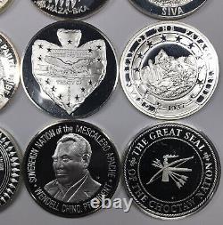 Lot of 12 Franklin Mint Indian Tribal Series Proof. 999 Silver Rounds / Medals