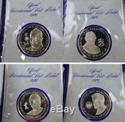 Lot of (13) Franklin Mint 1976 Official Bicentennial Visit Silver Medals