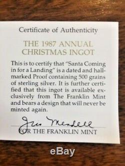 Lot of 22 Franklin Mint Christmas Sterling Silver Ingots, 500-Grain 1971-1993