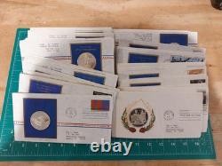 Lot of 55 Postmasters of America Sterling Silver Medals First Day Covers