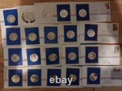 Lot of 55 Postmasters of America Sterling Silver Medals First Day Covers