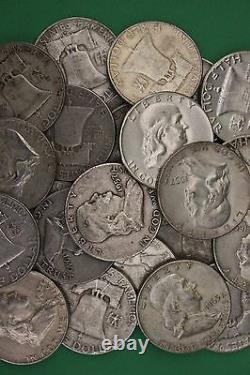 MAKE OFFER 1 Troy Pound Ben Franklin Half Dollars Halves Junk 90% Silver Coins