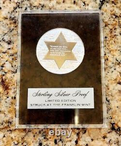 MINT 1975 Franklin Mint Hanukkah TORCH of MENORAH Proof Sterling Silver Medal