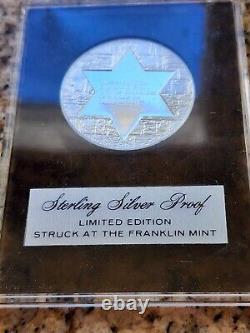 MINT 1975 Franklin Mint Hanukkah TORCH of MENORAH Proof Sterling Silver Medal