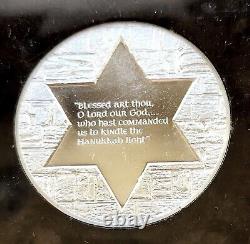 MINT 1975 Franklin Mint Hanukkah TORCH of MENORAH Proof Sterling Silver Medal