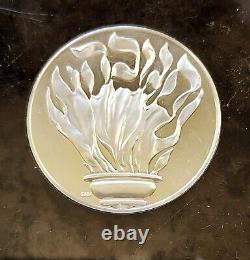 MINT 1975 Franklin Mint Hanukkah TORCH of MENORAH Proof Sterling Silver Medal
