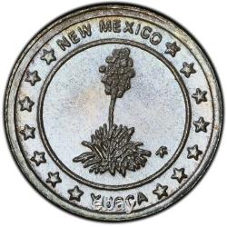 MS69 1969 Franklin Mint MINI New Mexico Silver Medal, PCGS- Rainbow Toned