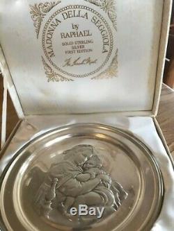 Madonna Child Rafael 1972 Franklin Mint sterling silver 8 inch plate, new