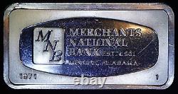 Merchants National Bank Mobile Alabama Franklin Mint 2oz 925 Silver bar C2924