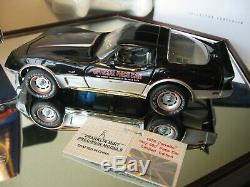 Mib Franklin Mint 1/24 1978 Silver & Black Anniversary Chevy Corvette Pace Car