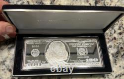 Mint $100 Franklin 4 oz. 999 Silver Bar Washington Mint withbox