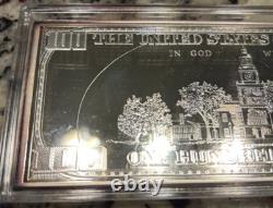 Mint $100 Franklin 4 oz. 999 Silver Bar Washington Mint withbox