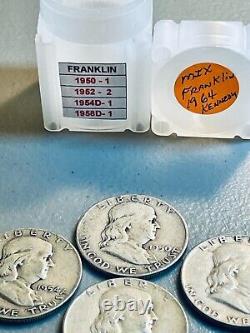 Mix Roll of 8 Franklin and 11 1964 Kennedy Half Dollars