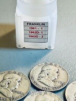 Mix Roll of 8 Franklin and 11 1964 Kennedy Half Dollars