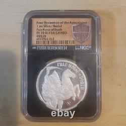 NGC PROOF 70 ULTRA CAMEO FOURTH HORSEMAN Pale Horse of Death Silver Coin