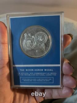 NIXON-AGNEW Sterling Silver Commemorative Medal 1970 Franklin Mint FREE SHIP