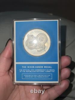 NIXON-AGNEW Sterling Silver Commemorative Medal 1970 Franklin Mint FREE SHIP