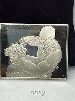 NORMAN ROCKWELL Fondest Memories At The Barber 3 Troy oz. 925 Fine Silver
