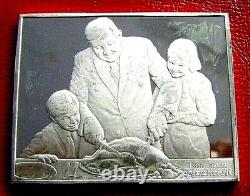 NORMAN ROCKWELL Fondest Memories Holiday Dinner 3 Troy oz. 925 Fine Silver