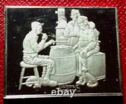 NORMAN ROCKWELL Fondest Memories The Checker Game 3 Troy oz. 925 Fine Silver